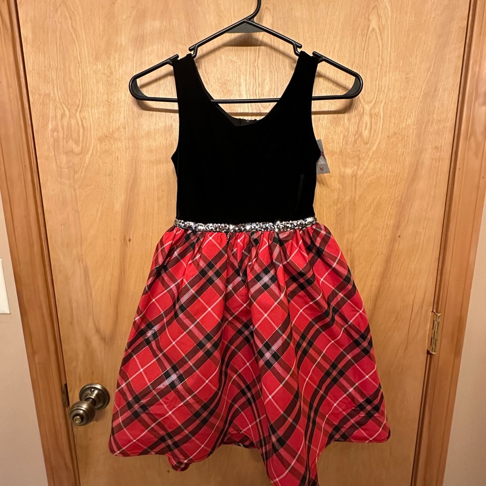 NWT Justice Black & Red Christmas Dress Girls Size 7